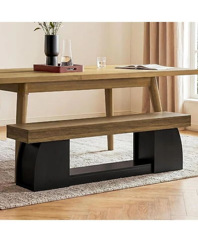 Tribesigns 63 Inch Dining Bench, Farmhouse Long Kitchen Table Bench with Sturdy Frame, Wooden Indoor Kitchen Dining Seat