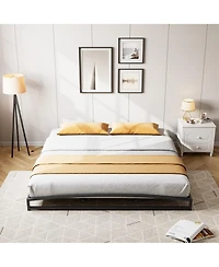 homfan Metal Platform Bed Frame with Arch Headboard and Footboard, Low Profile Steel Slat Support