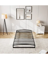 homfan Metal Platform Bed Frame with Arch Headboard and Footboard, Low Profile Steel Slat Support