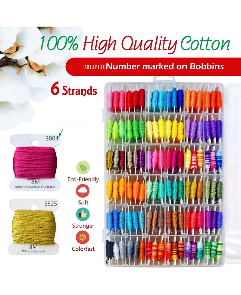 Gnuadz 218pieces Embroidery Floss Bracelet Kit Organizer Box Friendship Craft Tools Beginners 108-color