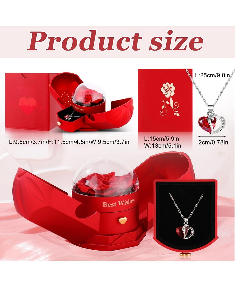 Gnuadz Preserved Rose Heart Necklace Mom Gift Mother's Day