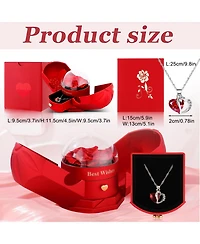 Gnuadz Preserved Rose Heart Necklace Mom Gift Mother's Day