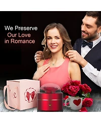 Gnuadz Preserved Rose Box Four Leaf Necklace Gift