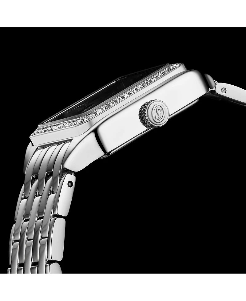 Stuhrling Valencia 4067 Women s Quartz Watch, 32mm Square Crystal Bezel, Stainless Steel Bracelet