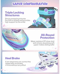Sportneer Inline Skates 4 Size Adjustable Light Up Wheels Protective Gear Set for Kids Girls Beginners Indoor Outdoor
