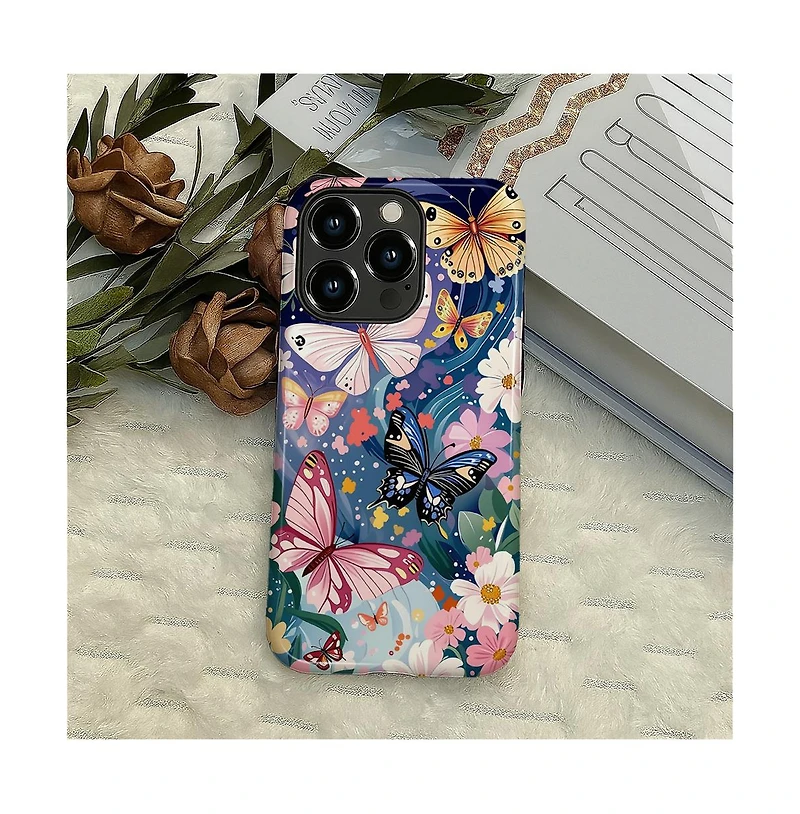 Gonez Case for iPhone 15 Pro - 2-in-1 Dual-Layer Shockproof Protection, Colorful Flower Art Glossy