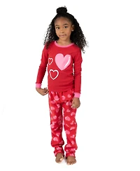 Leveret Girls Matching Family Two-Piece Pajamas - Cotton Top and Fleece Pants Cute Playful Prints