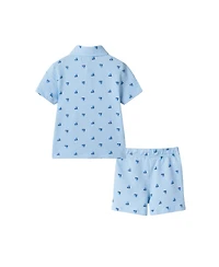 Andy & Evan Big Boys Toddler/Child Navy Sailboat Buttondown and Shorts Cabana Set