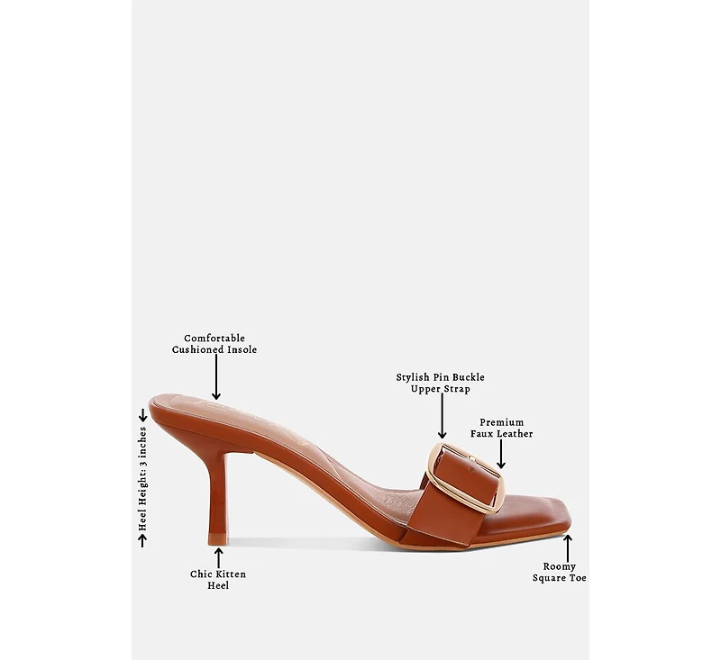 London Rag Women's Acacia Buckle Strap Slip On Sandals
