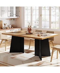 gaomon 63" Dining Table for 6-8, Modern Design with Large Top & Sturdy Pedestal Legs Kitchen or Conference Room