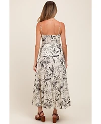 Pinkblush Maternity Light Pink Linen A-Line Flared Midi Dress