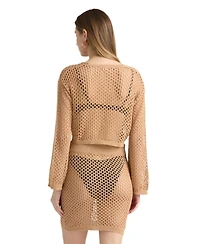 Nvlt Women's Crochet Swim Cover Up Top and Skirt Set