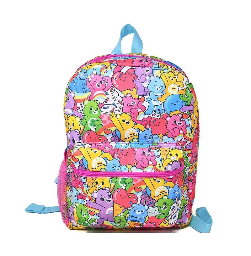Care Bears All Over Print Nylon Kids School Backpack 16", Colorful and Fun for Girls