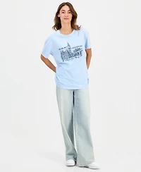 Rebellious One Juniors' Cotton London Big Ben Mineral-Wash Tee