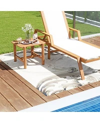 Gymax Patio Teak Wood Side Table with Slatted Tabletop Small Coffee Table for Porch