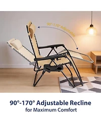 Yiortwo Set of 2 Zero Gravity Lounge Chairs Reclining Patio with Cup Holder