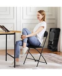 Yiortwo Portable Folding Chair with Cushion, Stackable Indoor Outdoor Seating