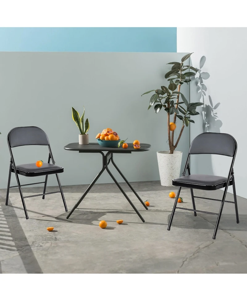 Yiortwo Leather Padded Folding Chair, Portable Indoor Outdoor Seating