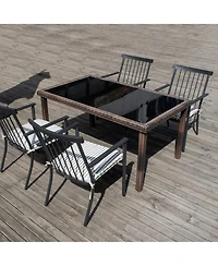 Yiortwo Set of 4 Patio Dining Chairs with Cushions, Stackable Wrought Iron Chairs