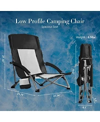 Yiortwo Portable Folding Camping Chair with Mesh Back, Lightweight Outdoor