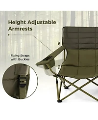 Yiortwo 2-Person Camping Chair Loveseat with Cup Holders, Folding Outdoor Sofa