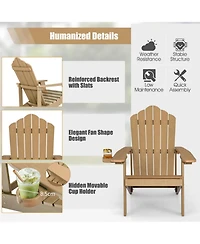 Yiortwo Adirondack Chair with Hidden Cup Holder, Weather Resistant Outdoor