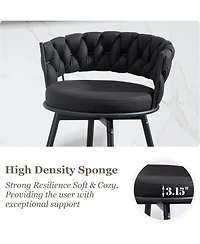 Dyhome 26 Inch Counter Height Bar Stools Set of 3, Swivel Pu Leather with Wood Backs, for Kitchen Island, Dining Room