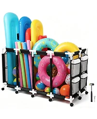 Yescom 274 Gallon Pool Float Storage Bin for Toy Raft Noodles 67"x32"x36" Pvc Rolling Cart Organizer