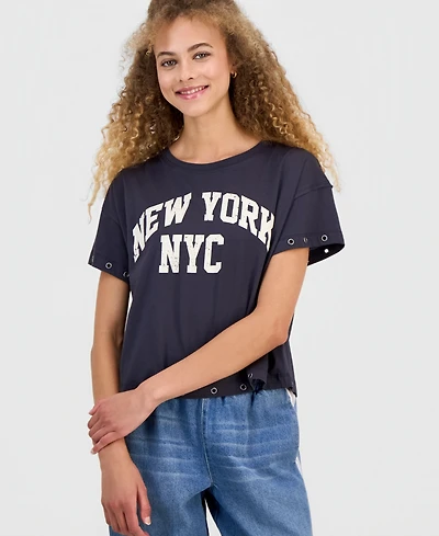 Madden Girl Juniors' Nyc Grommet T-Shirt