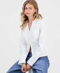 Madden Girl Juniors' Tie-Back Long-Sleeve Shirt