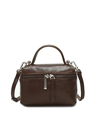Susu Bella Vintage Leather Vanity Case Crossbody Bag, Mini Box Top Handle Small Box Purse