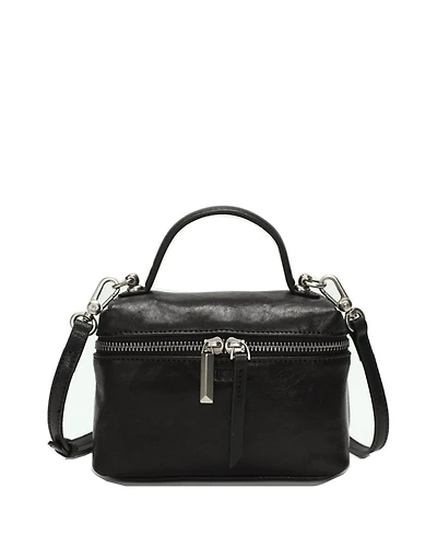 Susu Bella Vintage Leather Vanity Case Crossbody Bag, Mini Box Top Handle Small Purse