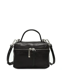 Susu Bella Vintage Leather Vanity Case Crossbody Bag, Mini Box Top Handle Small Purse
