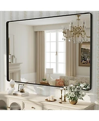 Apmir 60" x 40" High-Strength Tempered Glass and Aluminum Alloy Framed Wall Decor Bathroom Vanity Mirror