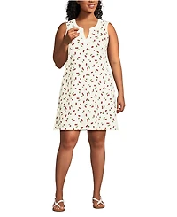 Lands' End Plus Cotton Jersey Notch Neck Dress