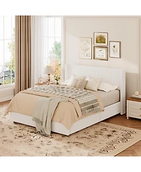 gaomon Lift Up Storage Bed Frame – Corduroy Upholstered Platform with Gas Lift, Padded Headboard, No Box Spring Needed
