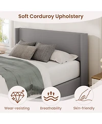 gaomon Lift Up Storage Bed Frame - Corduroy Upholstered Platform Bed with Gas Lift, Padded Headboard