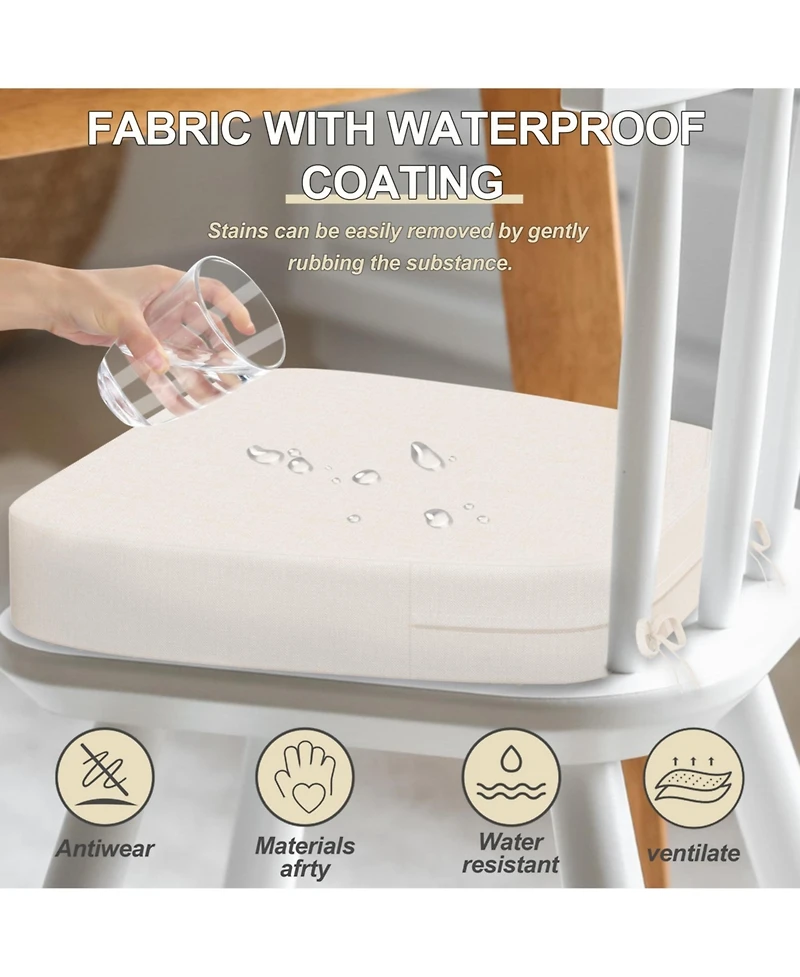 Gnuadz Chair Cushions Dining Waterproof Non-slip Foam Pads With Ties