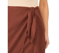 CeCe Women's Wide-Tie Slit Piping Trim Midi Skirt