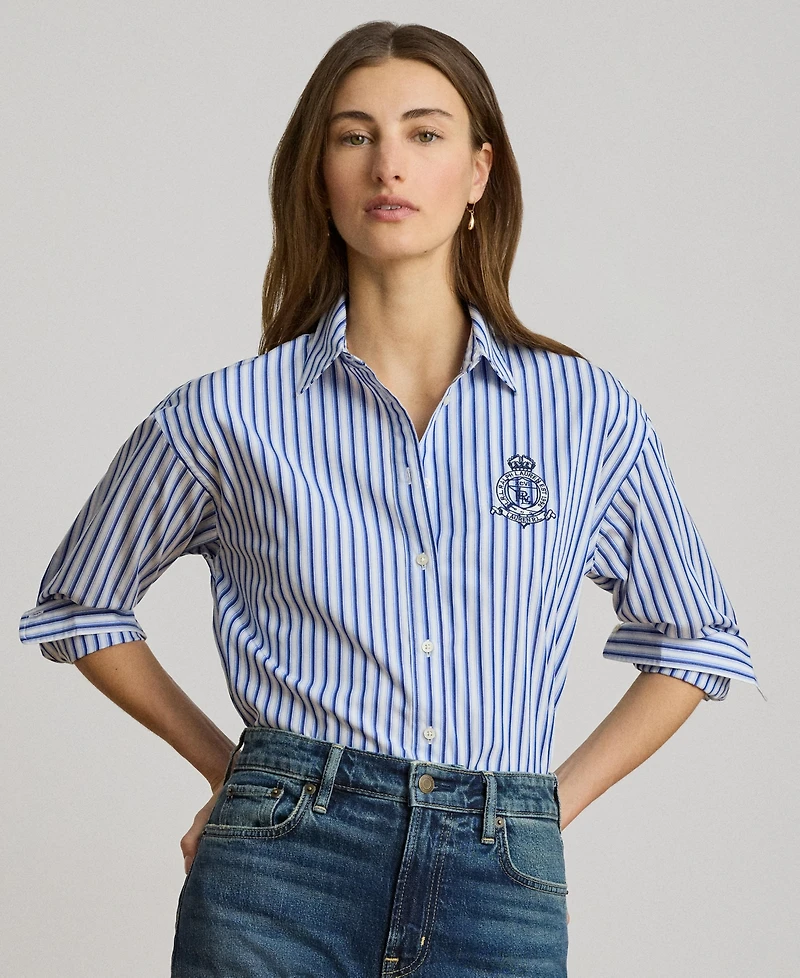 Lauren Ralph Women's Striped Long-Sleeve Shirt