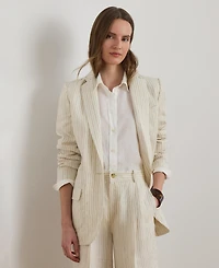 Lauren Ralph Women's Pinstripe Notch Lapel Long-Sleeve Blazer