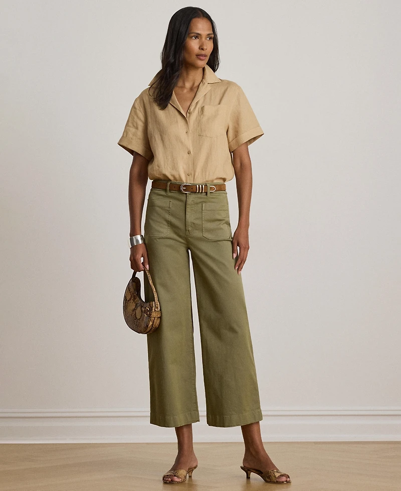 Lauren Ralph Women's Linen Short-Sleeve Camp Shirt