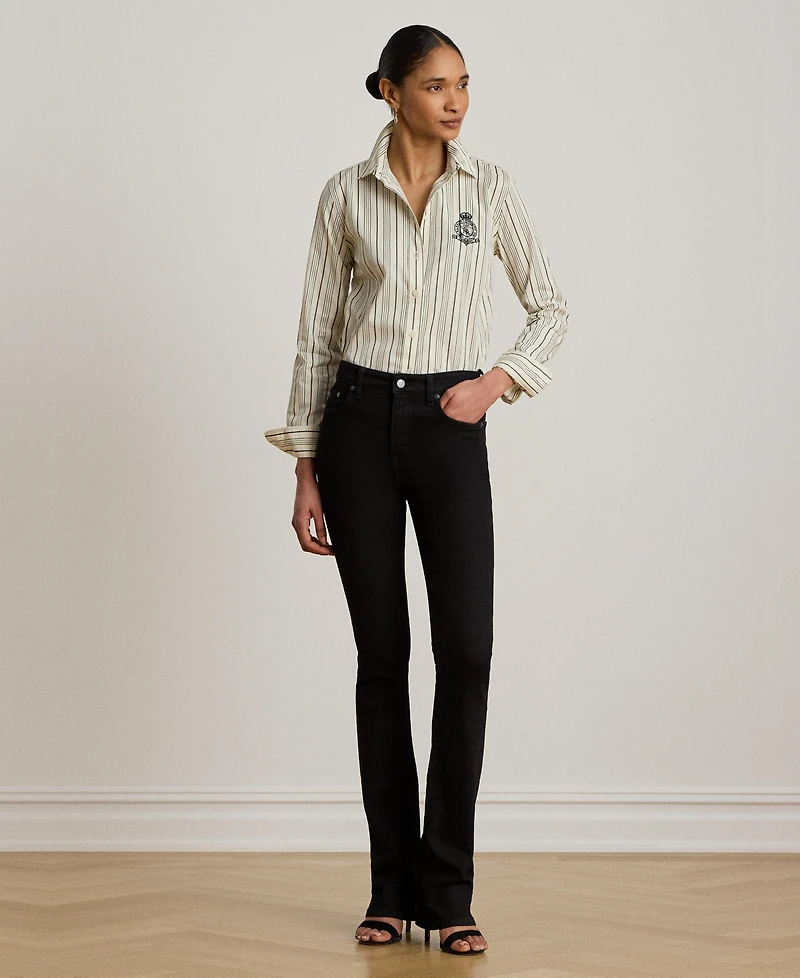 Lauren Ralph Lauren Women's Striped Buttoned Placket Long-Sleeve Shirt