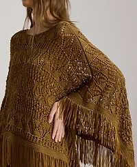 Lauren Ralph Lauren Women's Fringe-Trim Oversized Boat Neck Poncho