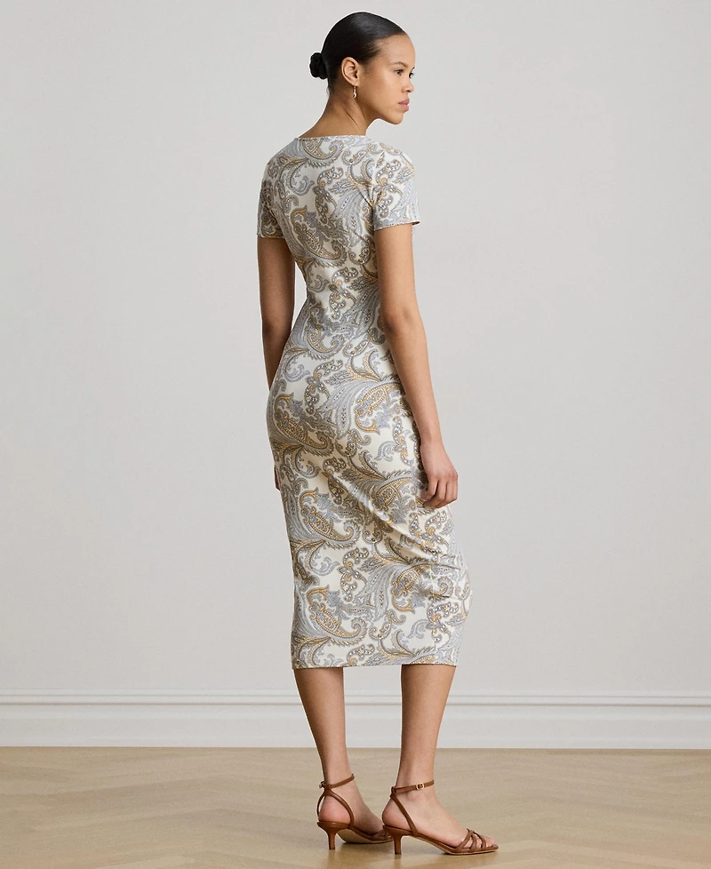 Lauren Ralph Lauren Women's Slim-Fit Square Neck Short-Sleeve Midi Dress