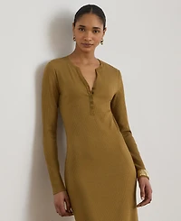 Lauren Ralph Women's Slim-Fit Henley Neck Midi Dress