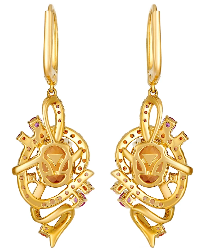 Le Vian Multi-Gemstone & Vanilla Diamond (1/8 ct. t.w.) Drop Earrings in 14k Honey Gold