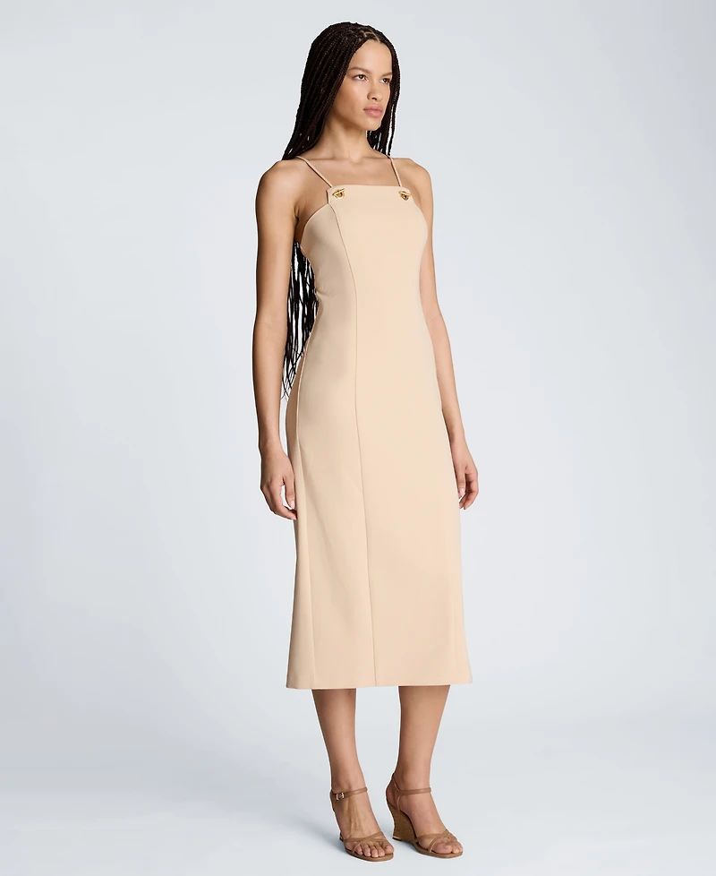 Kenneth Cole Women's Square Neck Grommet Midi Dress
