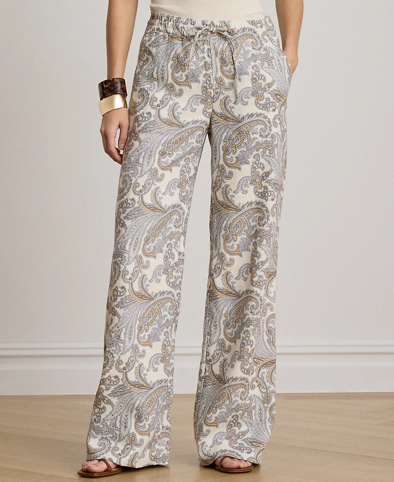 Lauren Ralph Petite Paisley Wide-Leg Pants