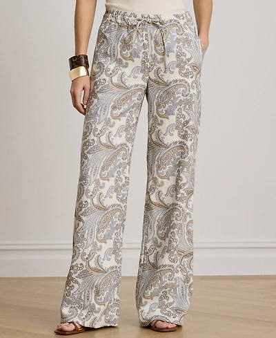 Lauren Ralph Petite Paisley Wide-Leg Pants